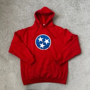 Tultex Men's Red Tri-Star Tennessee Flag Hoodie Size Large